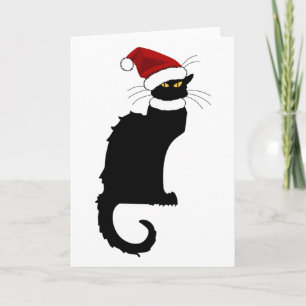 Cartes Pour Fêtes Annuelles Noël Le Conversation Noir Avec Santa Hat