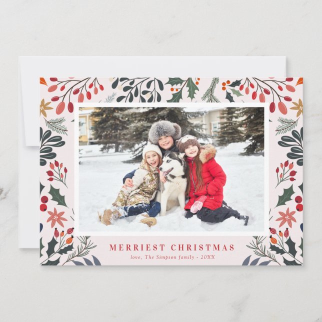 Cartes Pour Fêtes Annuelles NOËL LE PLUS MERRIEUX | beau feuillage (Devant)