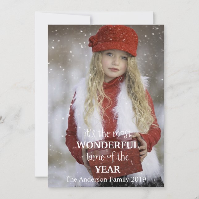 Cartes Pour Fêtes Annuelles Noël Le Plus Merveilleux Ajouter Votre Propre Phot (Devant)