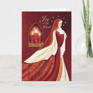 Cartes Pour Fêtes Annuelles Noël, Madonna dans Elegant Robes tenant Baby.