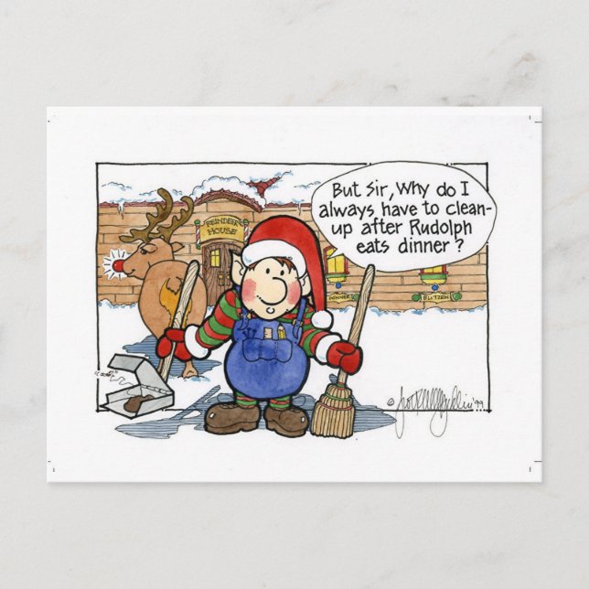 Cartes Pour Fêtes Annuelles Noël "mais no. 7 de monsieur" bande dessinée (Devant)