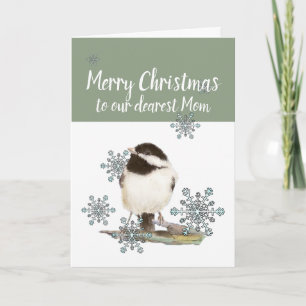 Cartes Pour Fêtes Annuelles Noël Maman de nous Snow Cute Chickadee Bird