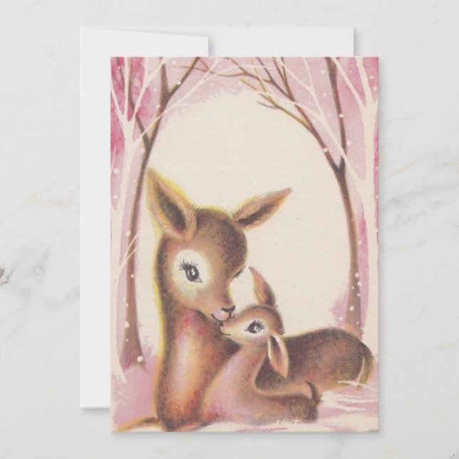 Cartes Pour Fêtes Annuelles Noël Maman et Bébé Cerf de Noël (Devant)