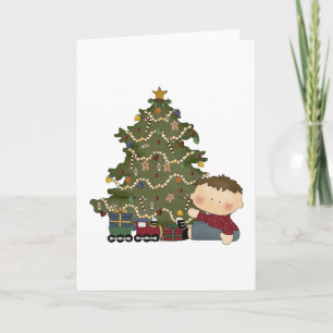 Cartes Pour Fêtes Annuelles noël matin garçon tot 1