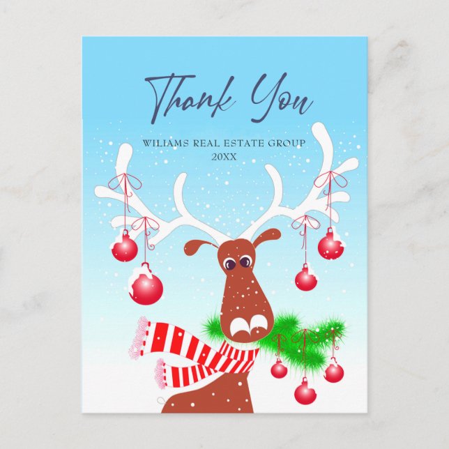 Cartes Pour Fêtes Annuelles Noël Merci d'entreprise (Devant)
