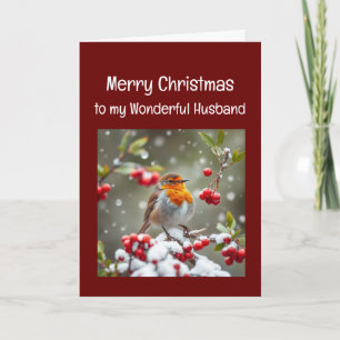 Cartes Pour Fêtes Annuelles Noël Merveilleux Mari Anglais Robin Bird