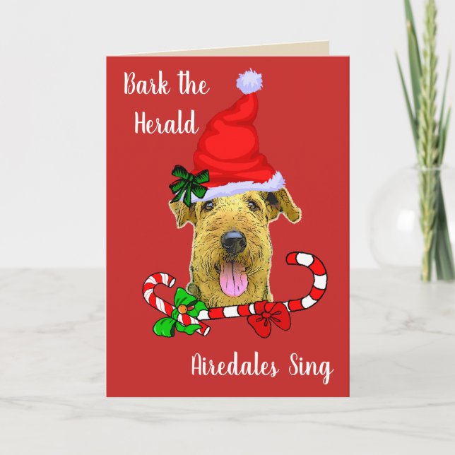 Cartes Pour Fêtes Annuelles Noël mignon d'Airedale Terrier (Devant)