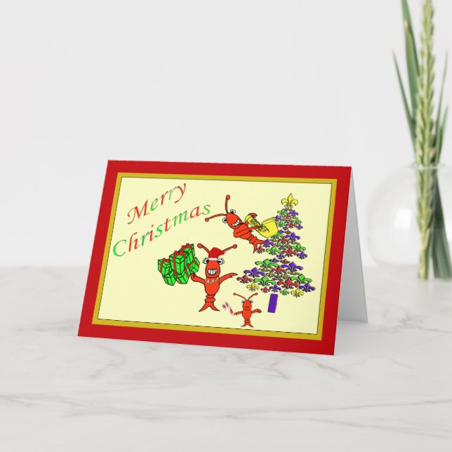 Cartes Pour Fêtes Annuelles Noël mignon de Lobster FLeur de Lis Tree (Devant)