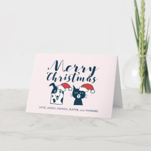 Cartes Pour Fêtes Annuelles Noël mignon d'illustration de chien et de chat de