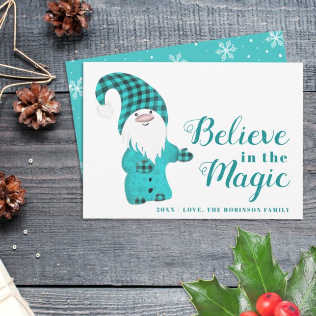Cartes Pour Fêtes Annuelles Noël mignon Gnome bleu Turquoise hiver (Créateur téléchargé)