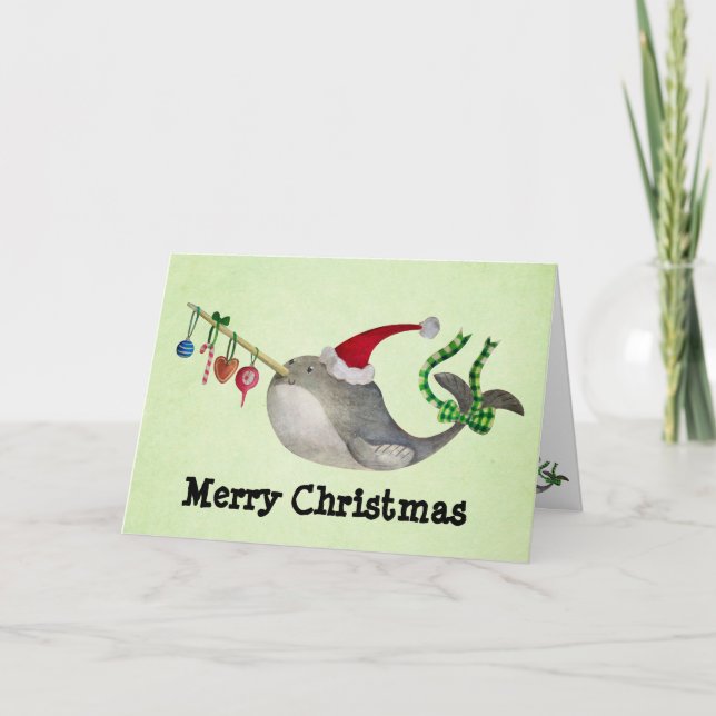 Cartes Pour Fêtes Annuelles Noël mignon Narwhal (Devant)