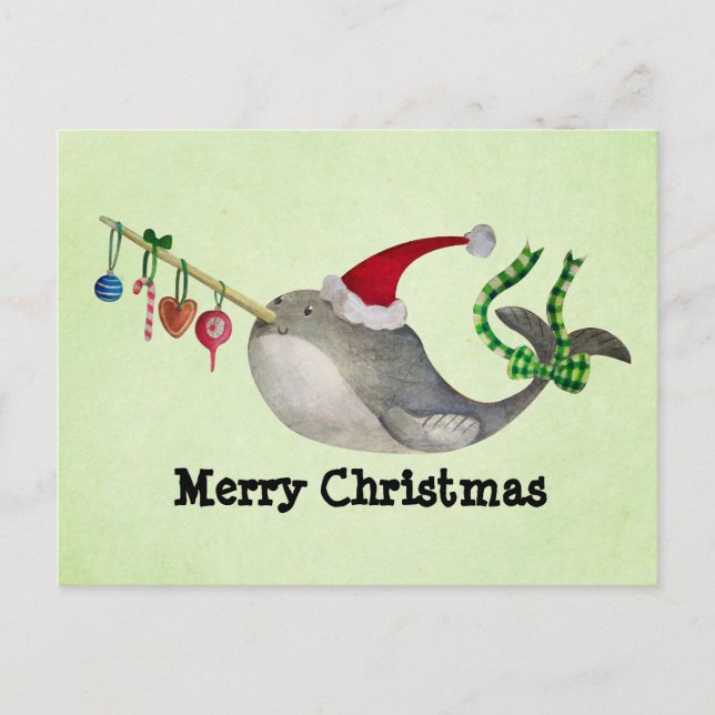 Cartes Pour Fêtes Annuelles Noël mignon Narwhal (Devant)