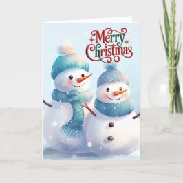 Cartes Pour Fêtes Annuelles Noël mignon Snowman Couple