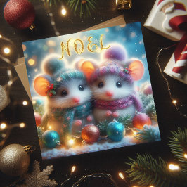 Cartes Pour Fêtes Annuelles Noel mignon souris Noël Noël religieux Noël