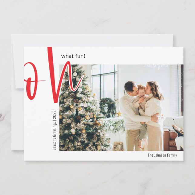 Cartes Pour Fêtes Annuelles Noël minimal | Oh quel plaisir | Photo de famille (Devant)