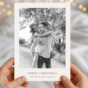 Cartes Pour Fêtes Annuelles Noël minimal   Photo simple en noir et blanc