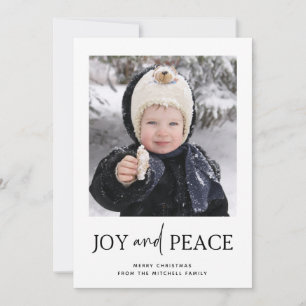 Cartes Pour Fêtes Annuelles Noël minimaliste Une photo Joie et Paix