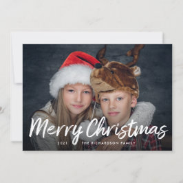 Cartes Pour Fêtes Annuelles Noël mis en page | Bleu marine avec photo