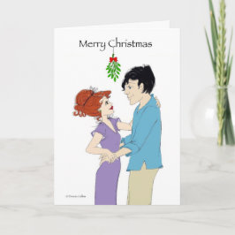 Cartes Pour Fêtes Annuelles Noël Mistletoe Couple