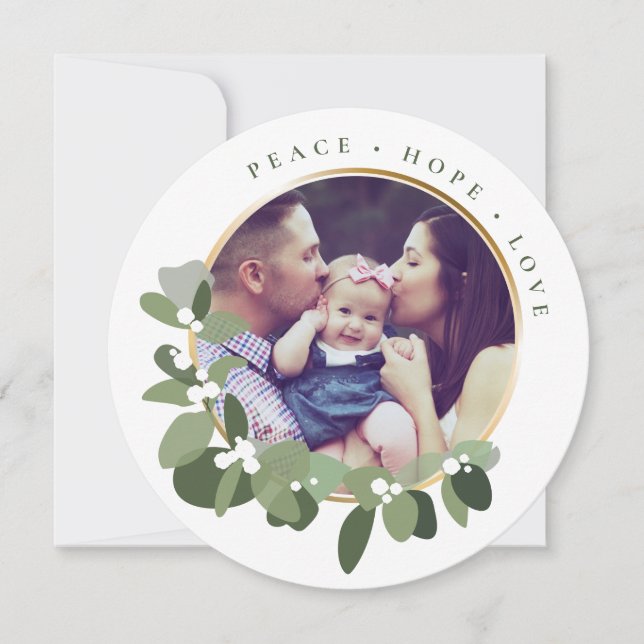 Cartes Pour Fêtes Annuelles Noël moderne 2020 Famille Photo Vert (Devant)