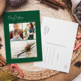 Cartes Pour Fêtes Annuelles Noël moderne | 3 photo verticale verte