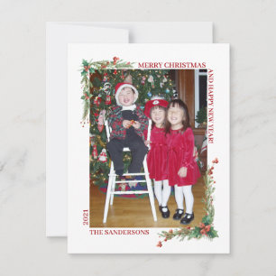Cartes Pour Fêtes Annuelles Noël moderne Botanique Famille Vacances Photo