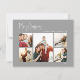 Cartes Pour Fêtes Annuelles Noël moderne | Cinq photos en argent