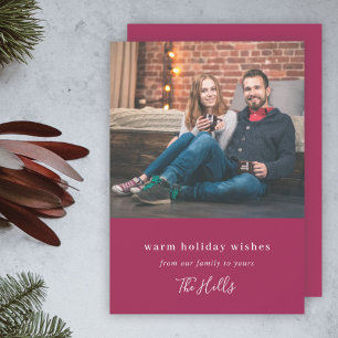 Cartes Pour Fêtes Annuelles Noël moderne   Couple Photo Burgundy Maroon