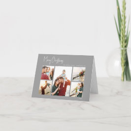 Cartes Pour Fêtes Annuelles Noël moderne | Écriture argentée pliée cinq photos