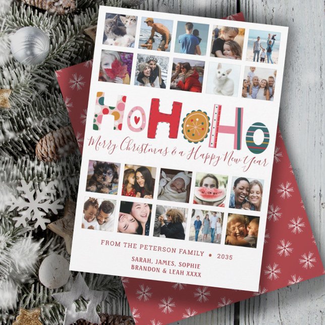 Cartes Pour Fêtes Annuelles Noël moderne Ho Ho Ho 20 photo collage (Créateur téléchargé)