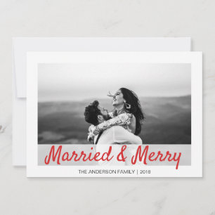 Cartes Pour Fêtes Annuelles Noël moderne Marié et Joyeux Merci Photo