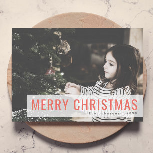 Cartes Pour Fêtes Annuelles Noël moderne Photo de famille Rouge élégant