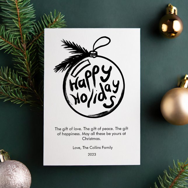 Cartes Pour Fêtes Annuelles Noël moderne plat en noir et blanc (Créateur téléchargé)