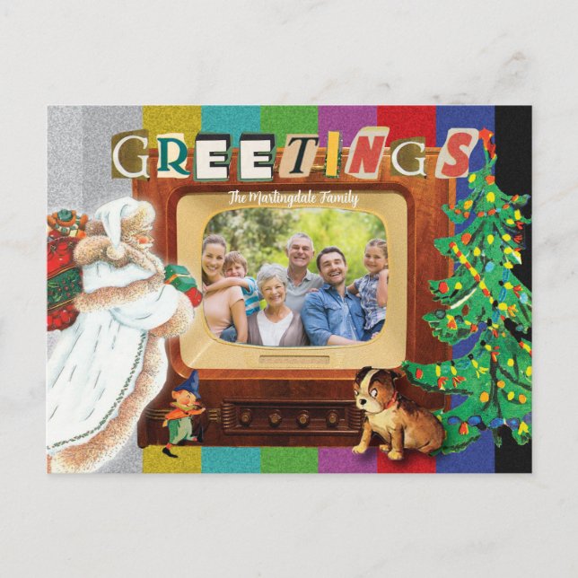 Cartes Pour Fêtes Annuelles Noël Moderne Rétro Photo Fêtes (Devant)