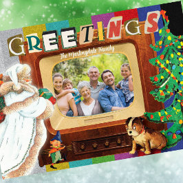 Cartes Pour Fêtes Annuelles Noël Moderne Rétro Photo Fêtes