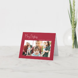 Cartes Pour Fêtes Annuelles Noël moderne | Rouge plié à trois photos