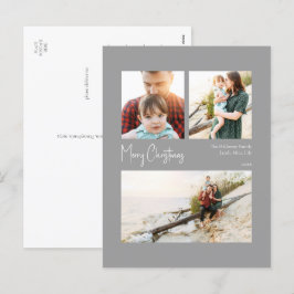 Cartes Pour Fêtes Annuelles Noël moderne | Trois photos centrées sur l'argent