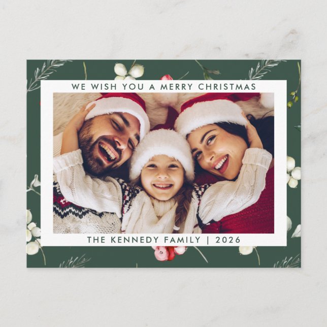 Cartes Pour Fêtes Annuelles Noël moderne Végétation d'hiver moderne Photo (Devant)