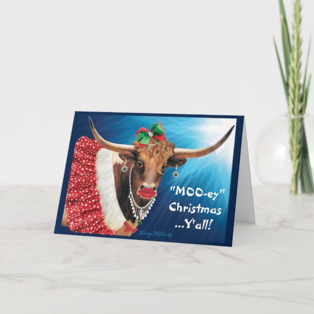 Cartes Pour Fêtes Annuelles Noël "MOO-ey", vache de Londres (Devant)