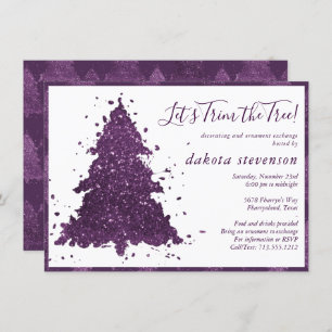 Cartes Pour Fêtes Annuelles Noël Moody Deep Plum Purple Tree Trim Party