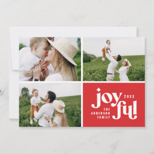 Cartes Pour Fêtes Annuelles Noël multi photo moderne typographie rouge