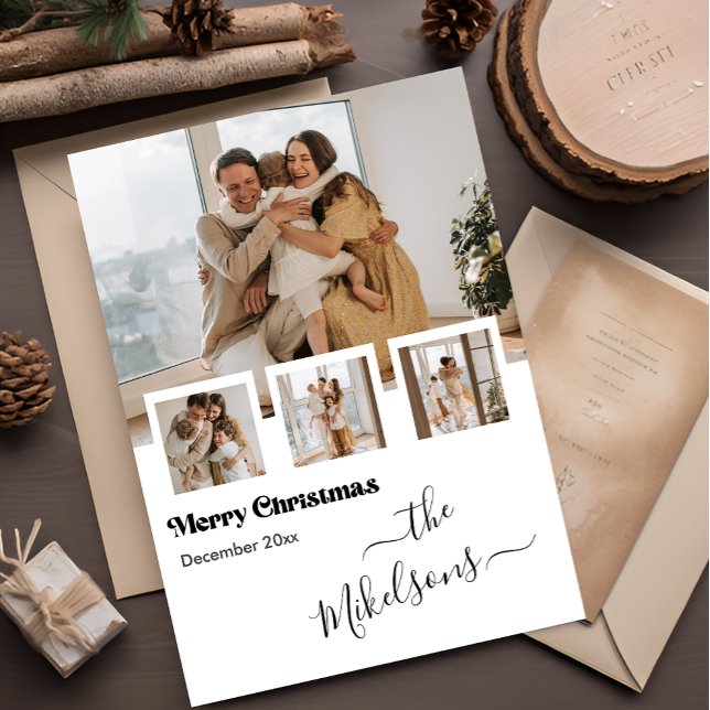 Cartes Pour Fêtes Annuelles Noël Multi Photo Rétro (Créateur téléchargé)