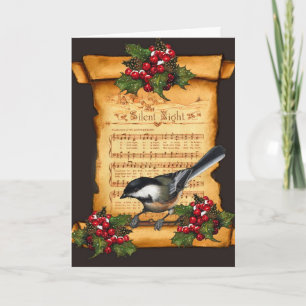 Cartes Pour Fêtes Annuelles Noël : Musique de feuille silencieuse de nuit,