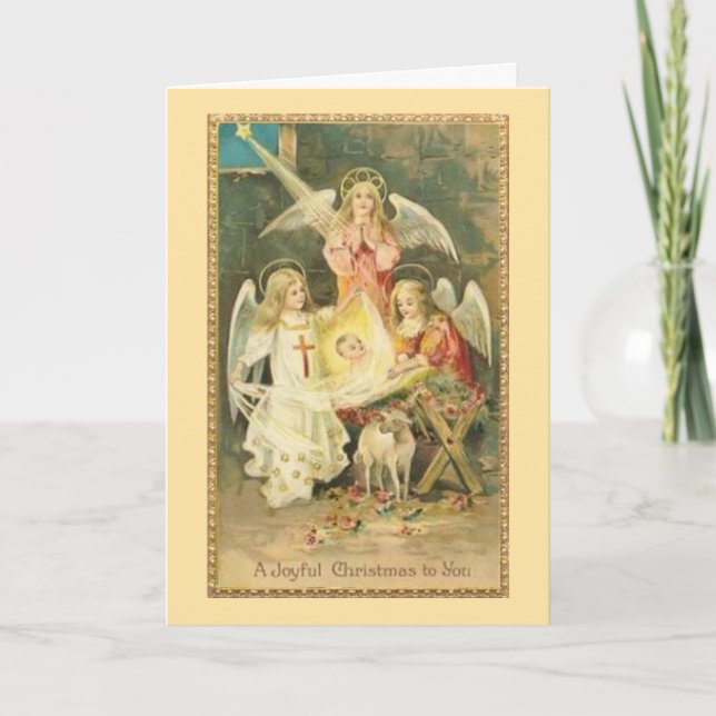 Cartes Pour Fêtes Annuelles Noël, Nativité, Anges, Christ Enfant, (Devant)