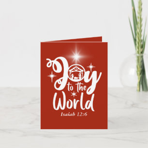 Cartes Pour Fêtes Annuelles Noël Nativité Joy au monde Rouge & Blanc