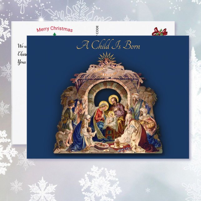 Cartes Pour Fêtes Annuelles Noël Nativité Religieuse Ajouter VOTRE Message (Créateur téléchargé)