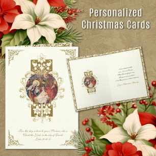 Cartes Pour Fêtes Annuelles Noël Nativité religieuse Jésus Marie Joseph