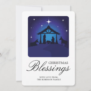 Cartes Pour Fêtes Annuelles Noël Nativité Scène Chrétienne Bénédiction Chrétie