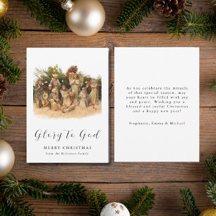 Cartes Pour Fêtes Annuelles Noël Nativité Scène Gloire à Dieu chrétien