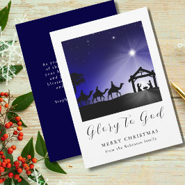Cartes Pour Fêtes Annuelles Noël Nativité Scène Gloire à Dieu chrétien